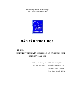 Đề tài Giải thuật di truyền song song và ứng dụng giải bài toán Max- Sat