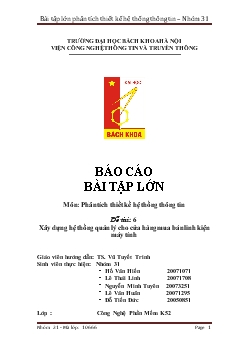Đề tài Hệ thống quản lý cho cửa hàng mua bán linh kiện máy tính