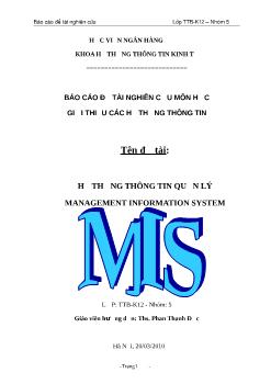 Đề tài Hệ thống thông tin quản lý Management Information System