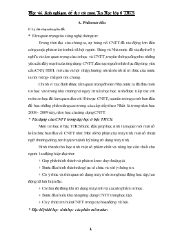 Đề tài Một vài kinh nghiệm để dạy tốt môn tin học 6