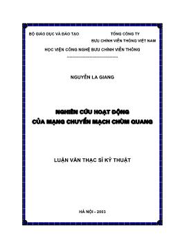 Đề tài Nghiên cứu hoạt động của mạng chuyển mạch chùm quang