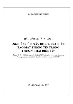 Đề tài Nghiên cứu, xây dựng giải pháp bảo mật thông tin trong thương mại điện tử
