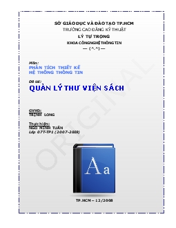Đề tài Phân tích thiết kế hệ thống thông tin quản lý thư viện sách