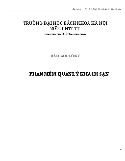 Đề tài Phân tich thiết kế phần mềm quản lý khách sạn