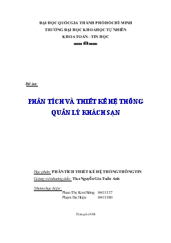 Đề tài Phân tích và thiết kế hệ thống quản lý khách sạn