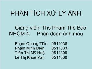 Đề tài Phân tích xử lý ảnh