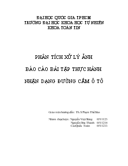 Đề tài Phân tích xử lý ảnh nhận dạng đường cấm ô tô