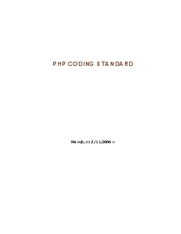 Đề tài PHP CODING STANDARD