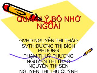 Đề tài Quản lý bộ nhớ ngoài