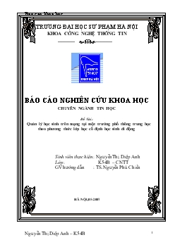 Đề tài Quản lý học sinh trên mạng tại một trường phổ thông trung học theo phương thức lớp học cố định học sinh di động