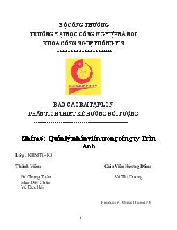 Đề tài Quản lý nhân viên trong công ty Trần Anh