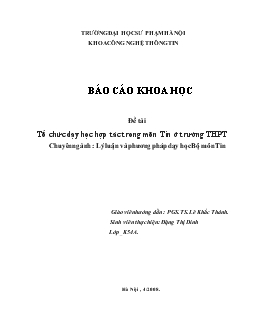 Đề tài Tổ chức dạy học hợp tác trong môn Tin ở trường THPT