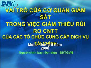 Đề tài Vai trò của cơ quan giám sát trong việc giảm thiểu rủi ro công nghệ thông tin của các tổ chức cung cấp dịch vụ tài chính
