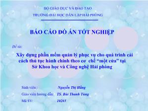 Đề tài Xây dựng phần mềm quản lý phục vụ cho quá trình cải cách thủ tục hành chính theo cơ chế “một cửa” tại Sở Khoa học và Công nghệ Hải phòng