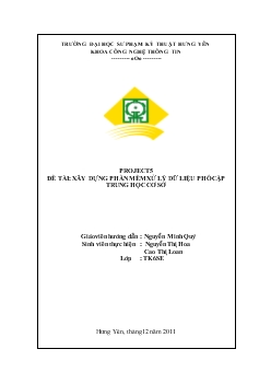 Đề tài Xây dựng phần mềm xử lý dữ liệu phổ cập trung học cơ sở