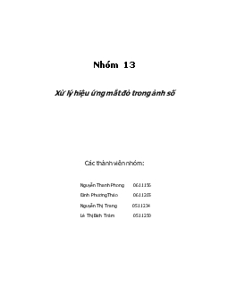 Đề tài Xử lý hiệu ứng mắt đỏ trong ảnh số