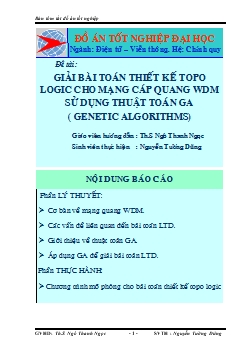 Đồ án Giải bài toán thiết kế topo logic cho mạng cáp quang WDM sử dụng thuật toán GA ( genetic algorithms)