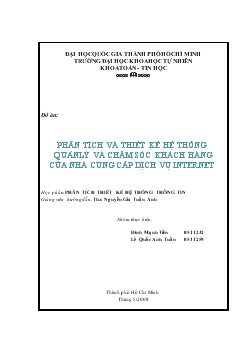 Đồ án Phân tích và thiết kế hệ thống quản lý và chăm sóc khách hàng của nhà cung cấp dịch vụ internet