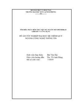 Đồ án Tìm hiểu phần mềm thư viện mã nguồn mở OpenBiblio Library và ứng dụng
