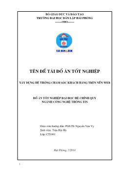 Đồ án Xây dựng hệ thống chăm sóc khách hàng trên nền web