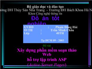 Đồ án Xây dựng phần mềm soạn thảo Web hỗ trợ lập trình ASP (Active Server Pages)
