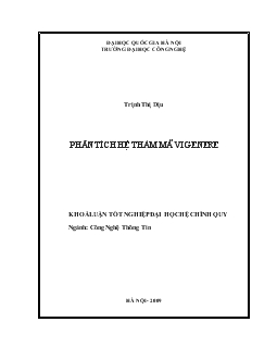 Khóa luận Phân tích hệ thám mã Vigenere