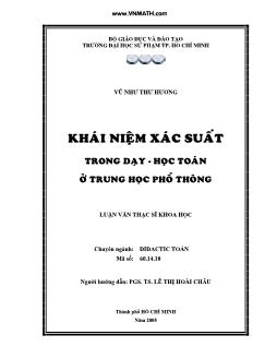 Luận văn Khái niệm Xác suất trong dạy và học toán ở Trung học phổ thông