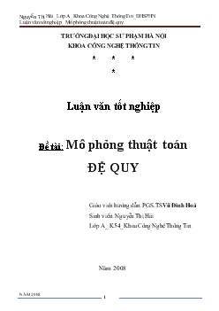 Luận văn Mô phỏng thuật toán Đệ Quy