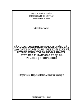 Luận văn Vận dụng quan điểm sư phạm tương tác vào dạy học nội dung 