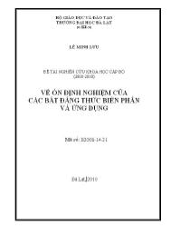 Luận văn Về ổn định nghiệm của Bất đẳng thức biến phân và ứng dụng