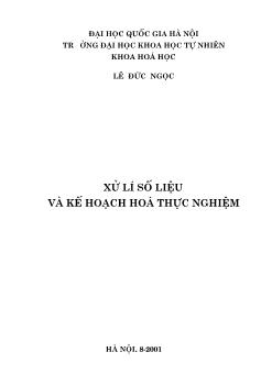 Luận văn Xử lí số liệu và kế hoạch hoá thực nghiệm