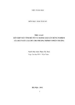 Tiểu luận Kết hợp máy tính bỏ túi và Mapple giải gần đúng nghiệm của bài toán Cauchy cho phương trình vi phân thường