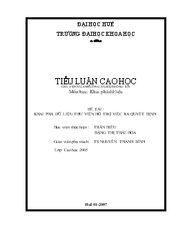 Tiểu luận Khai phá dữ liệu thư viện hỗ trợ việc ra quyết định