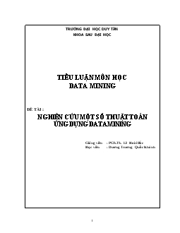 Tiểu luận Môn nghiên cứu một số thuật toán ứng dụng Datamining