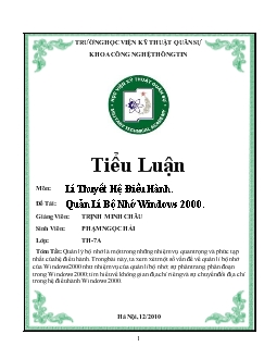 Tiểu luận Quản lý bộ nhớ Windows 2000