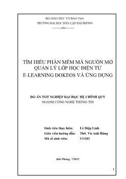 Tìm hiểu phần mềm mã nguồn mở quản lý lớp học điện tử E-Learning Dokeos và Ứng dụng