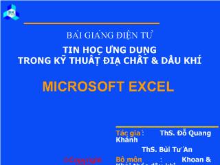 Bài giảng điện tử Microsoft Excel