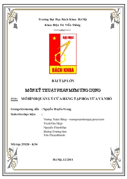 Báo cáo Phần mềm Quản lý cửa hàng tạp hóa vừa và nhỏ