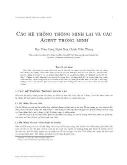 Đề tài Hệ thống thông minh lai và các agent thông minh