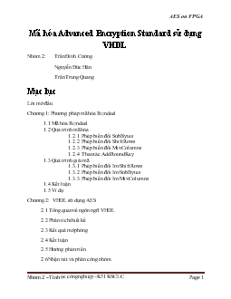 Đề tài Mã hóa Advanced Encryption Standard sử dụng VHDL