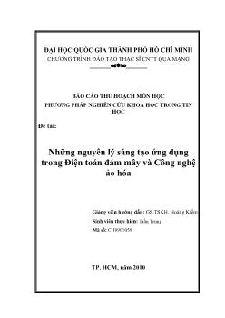 Đề tài Những nguyên lý sáng tạo ứng dụng trong Điện toán đám mây và Công nghệ ảo hóa