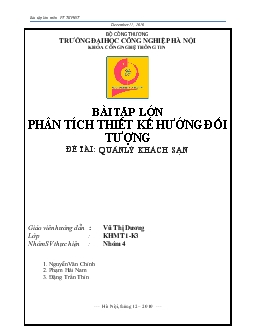 Đề tài Phân tích thiết kế hướng đối tượng quản lý khách sạn