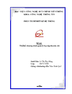 Đề tài Thiết kế chương trình quản lý học tập theo tín chỉ