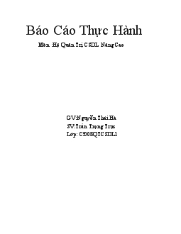 Đề tài Thiết kế hệ thống quản lý khách sạn