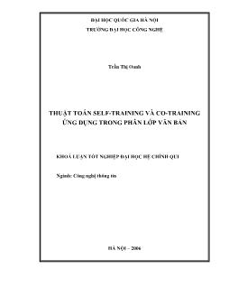 Đề tài Thuật toán Self-Training và Co-Training ứng dụng trong phân lớp văn bản