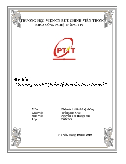 Đồ án Chương trình Quản lý học tập theo tín chỉ