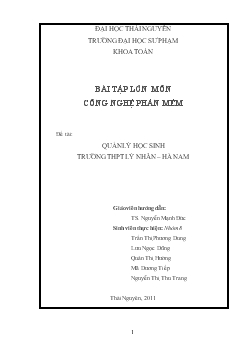 Đồ án Quản lý học sinh trường THPT Lý Nhân – Hà Nam