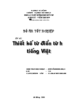 Đồ án Thiết kế từ điển từ hư