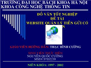 Đồ án Website quản lý tiền gửi có kỳ hạn
