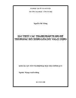 Khóa luận Xác thực các thành phần trong hệ thống PAC để chống lừa dối và lợi dụng
